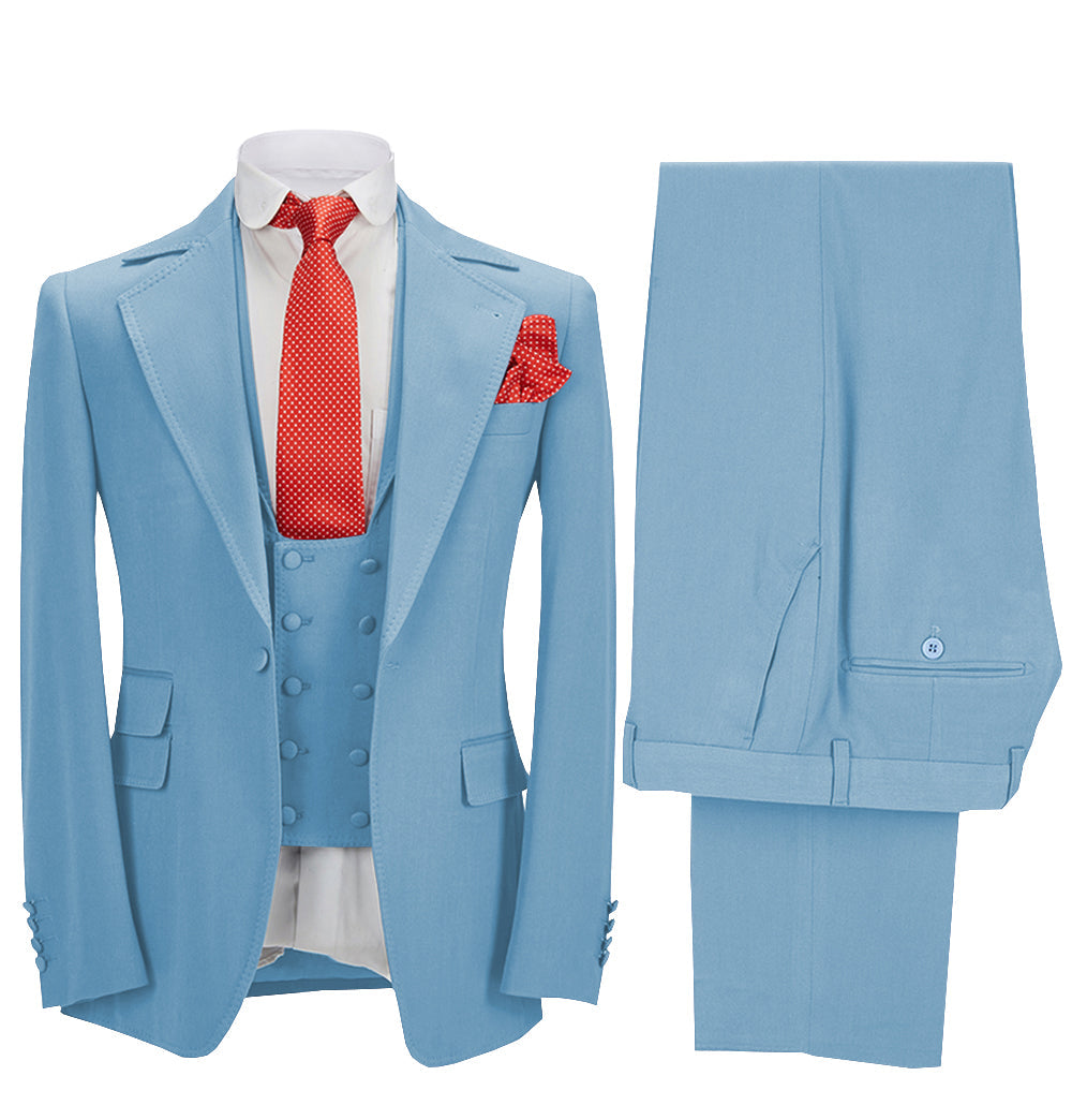 ceehuteey Men's 3 Pieces Formal Notch Lapel Tuxedos Prom Groomsmen (Blazer+Vest+Pants)