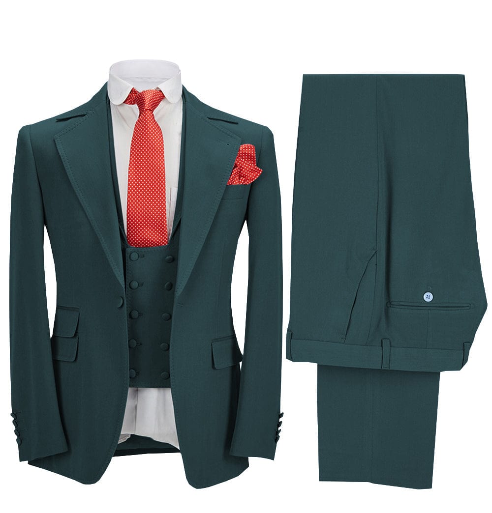ceehuteey Men's 3 Pieces Formal Notch Lapel Tuxedos Prom Groomsmen (Blazer+Vest+Pants)