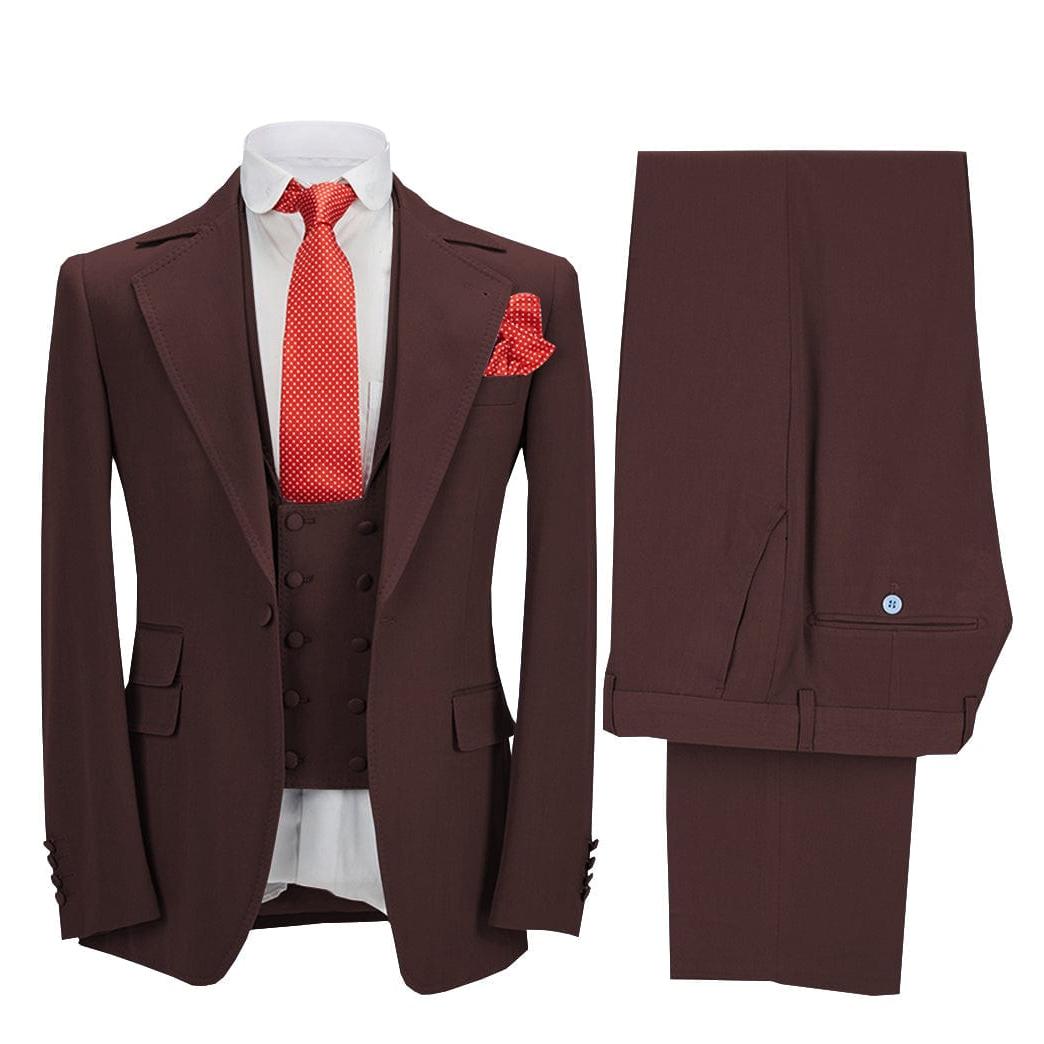 ceehuteey Men's 3 Pieces Formal Notch Lapel Tuxedos Prom Groomsmen (Blazer+Vest+Pants)