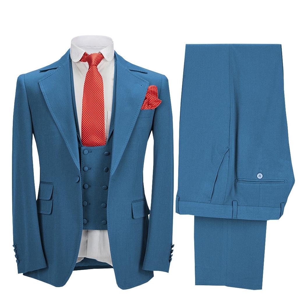 ceehuteey Men's 3 Pieces Formal Notch Lapel Tuxedos Prom Groomsmen (Blazer+Vest+Pants)