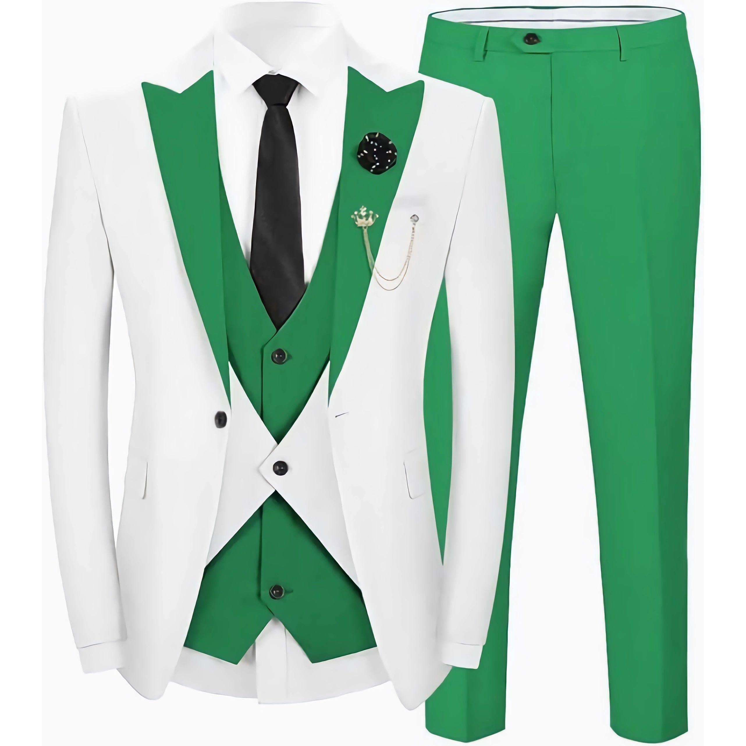 ceehuteey Men's 3 Pieces Leisure Flat Peak Lapel Tuxedos for Party