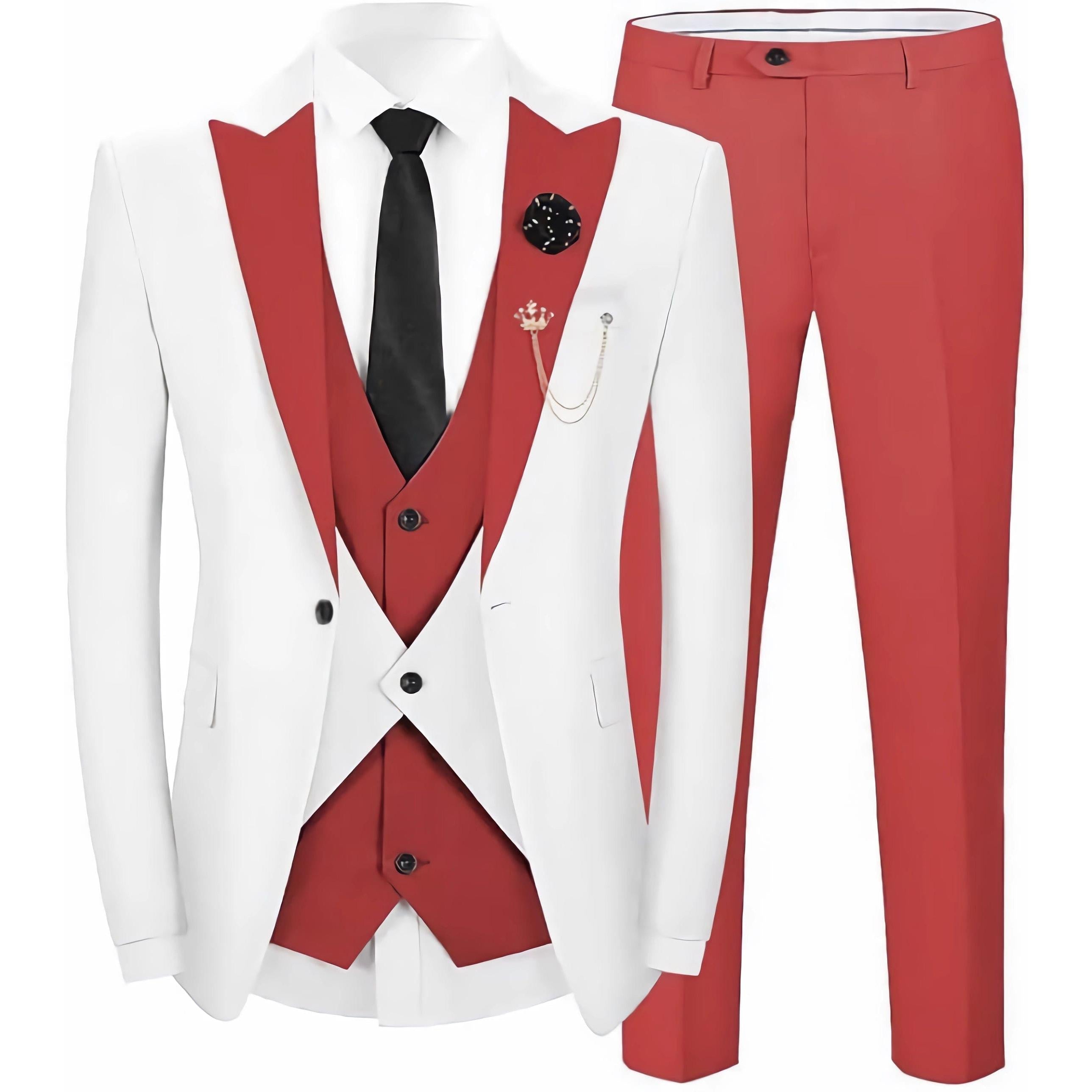 ceehuteey Men's 3 Pieces Leisure Flat Peak Lapel Tuxedos for Party