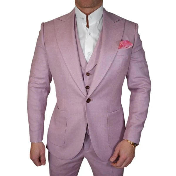 ceehuteey Men's 3 Pieces Leisure Peak lapel Tuxedos Blazer Suit (Blazer+vest+Pants)