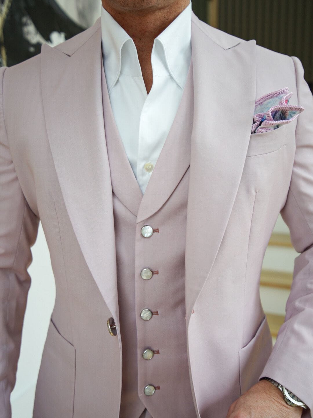 ceehuteey Men's 3 Pieces Leisure Peak lapel Tuxedos Blazer Suit (Blazer+vest+Pants)
