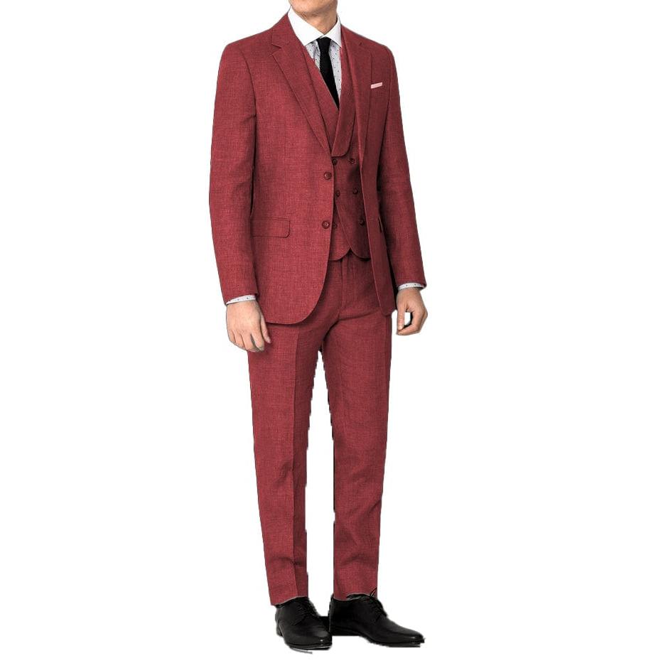 ceehuteey Men's 3 Pieces Linen Regular Fit Notch Lapel Fashion Suit