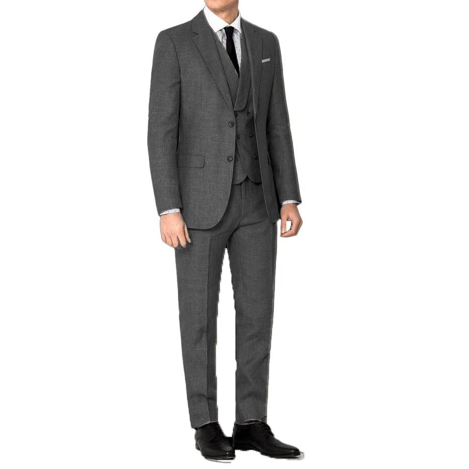 ceehuteey Men's 3 Pieces Linen Regular Fit Notch Lapel Fashion Suit