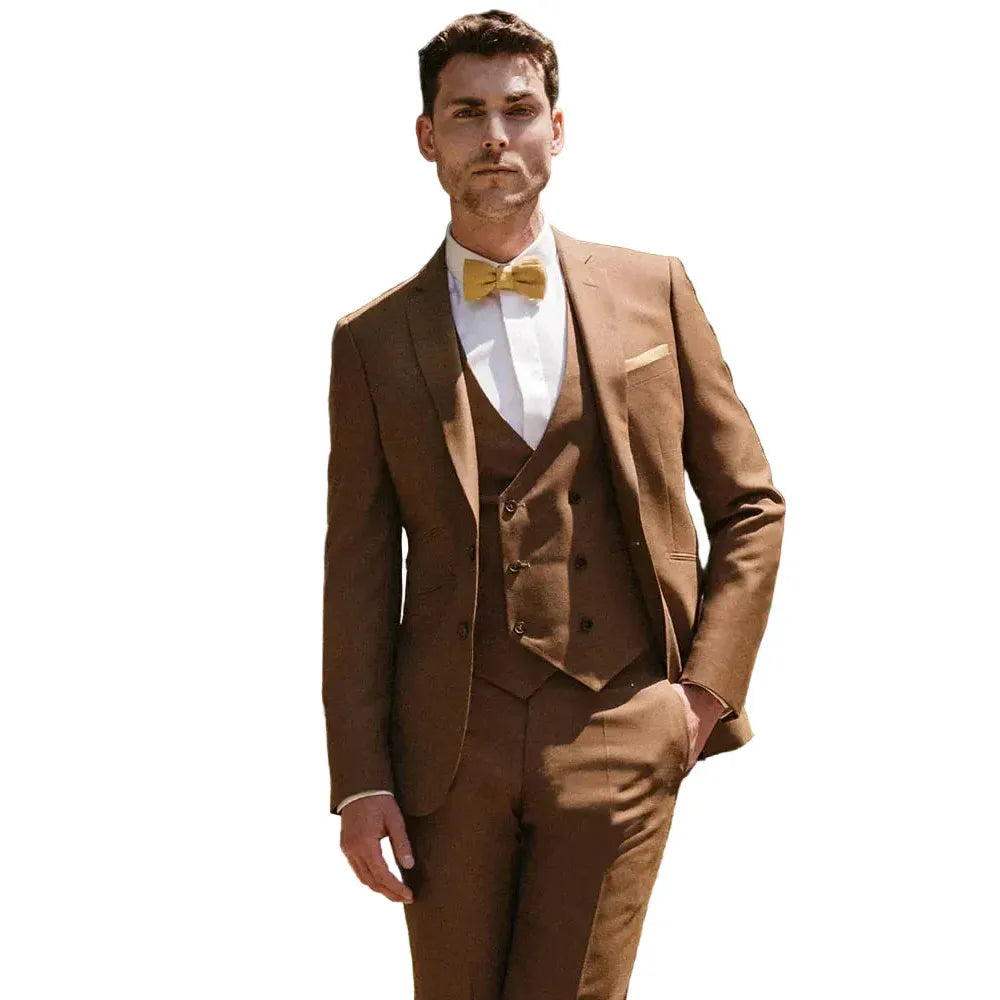 ceehuteey Men's 3 Pieces Notch Lapel Double Breasted Fashionable Wedding Tuxedos (Blazer+Vest+Pant)