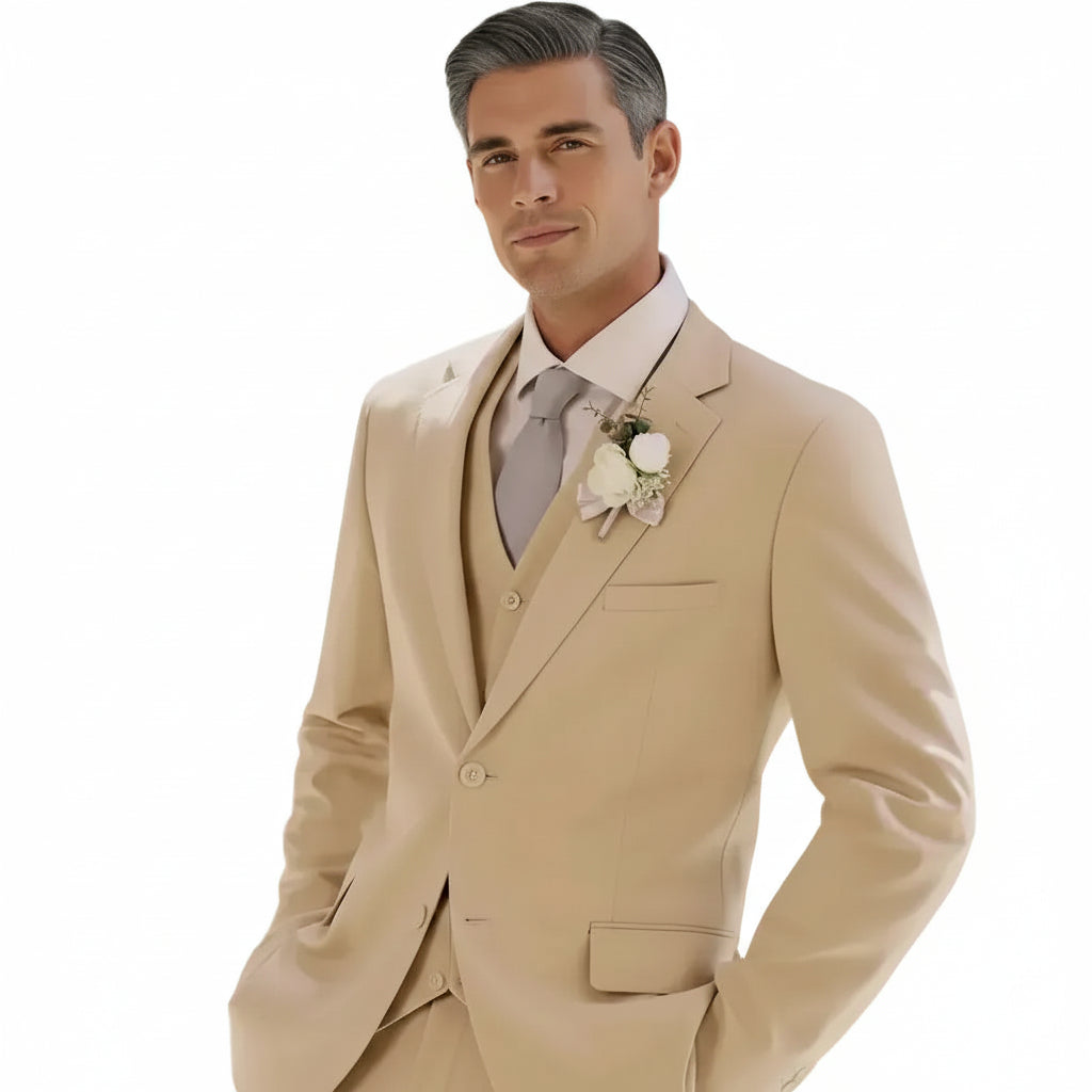 ceehuteey Men's 3 Pieces Notch Lapel Fashionable Wedding Groomsmen Tuxedos (Blazer+Vest+Pant)