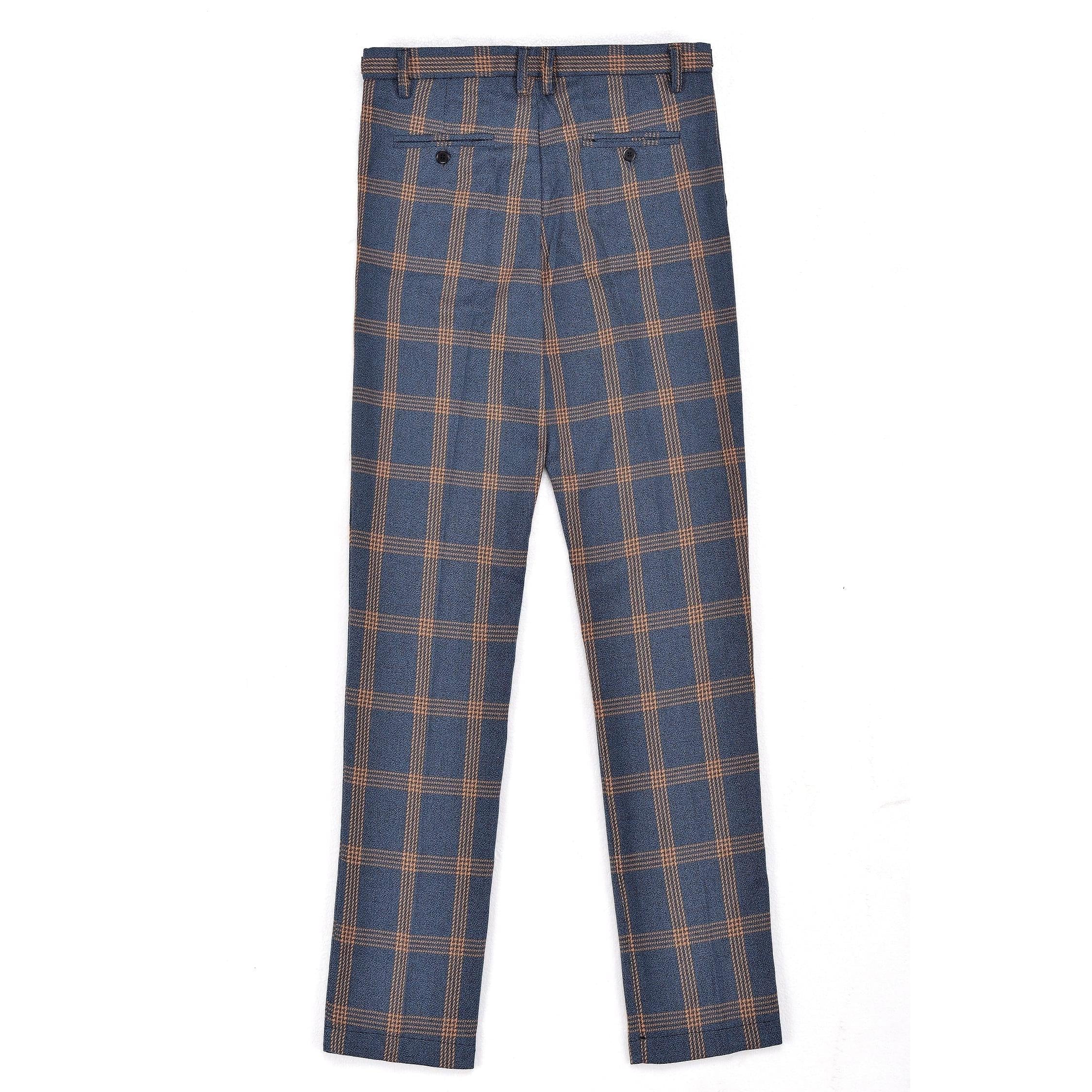 ceehuteey Men's 3 Pieces  Plaid Notch Lapel Tuxedos (Blazer+vest+Pants)