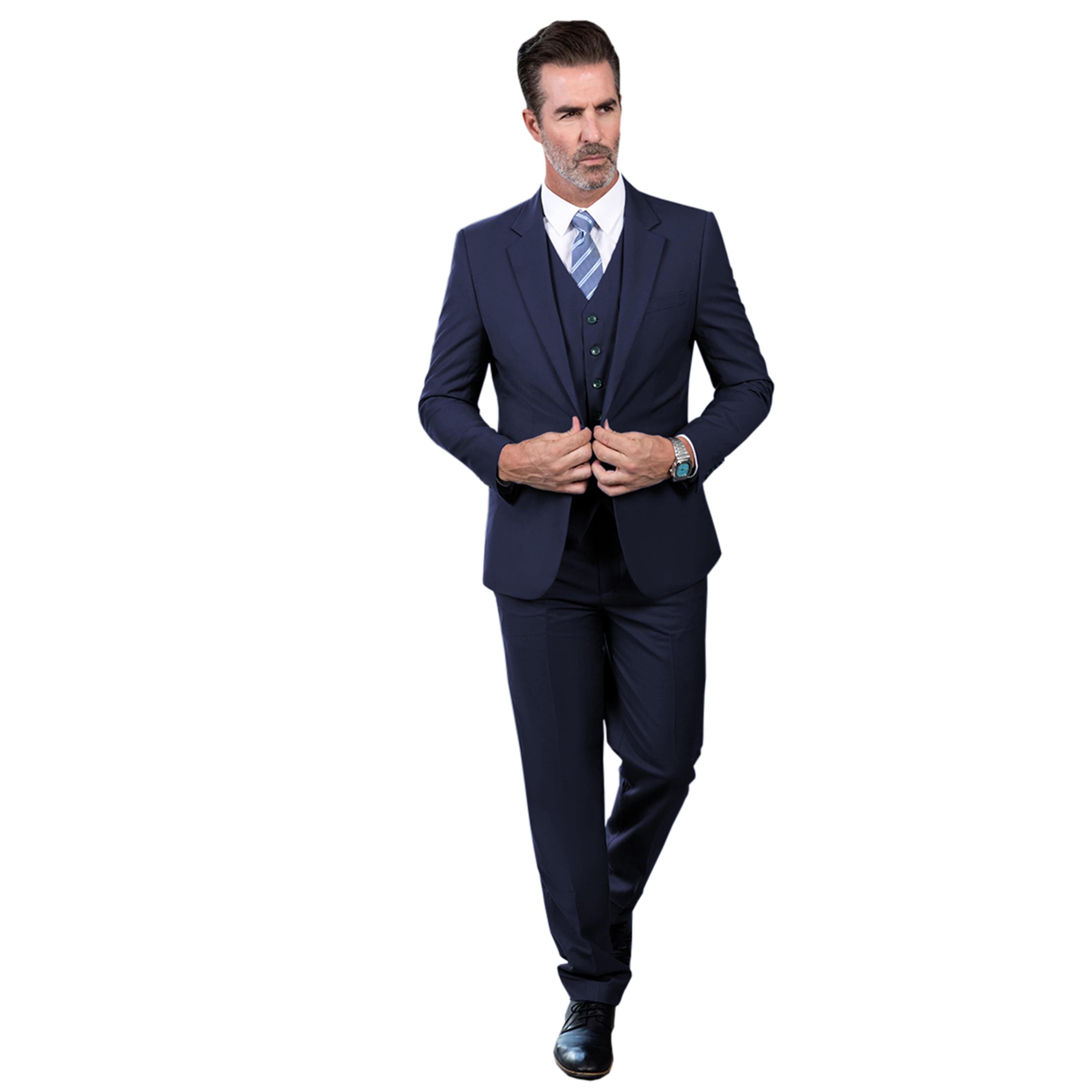 ceehuteey Men's 3 Pieces Regular Fit Notch Lapel Business Suit