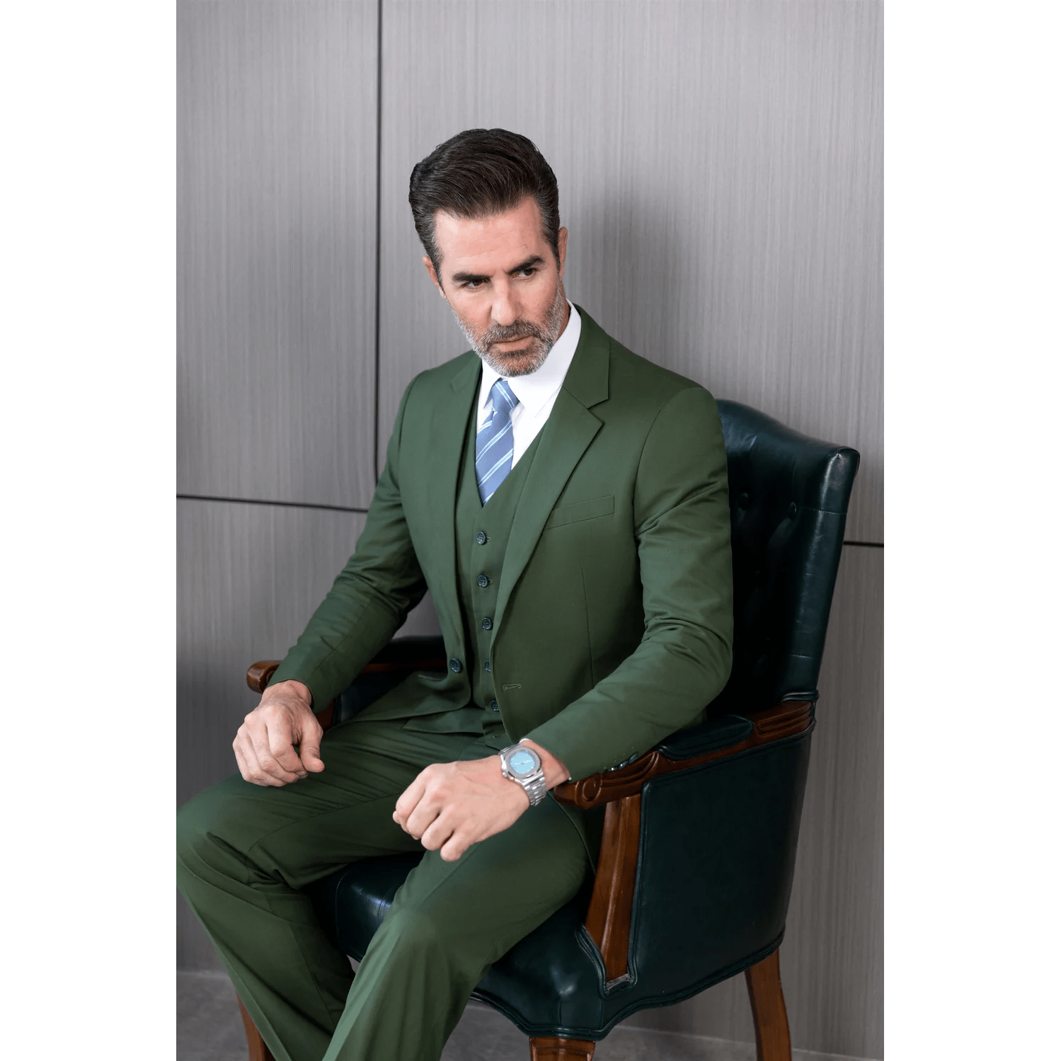 ceehuteey Men's 3 Pieces Regular Fit Notch Lapel Business Suit