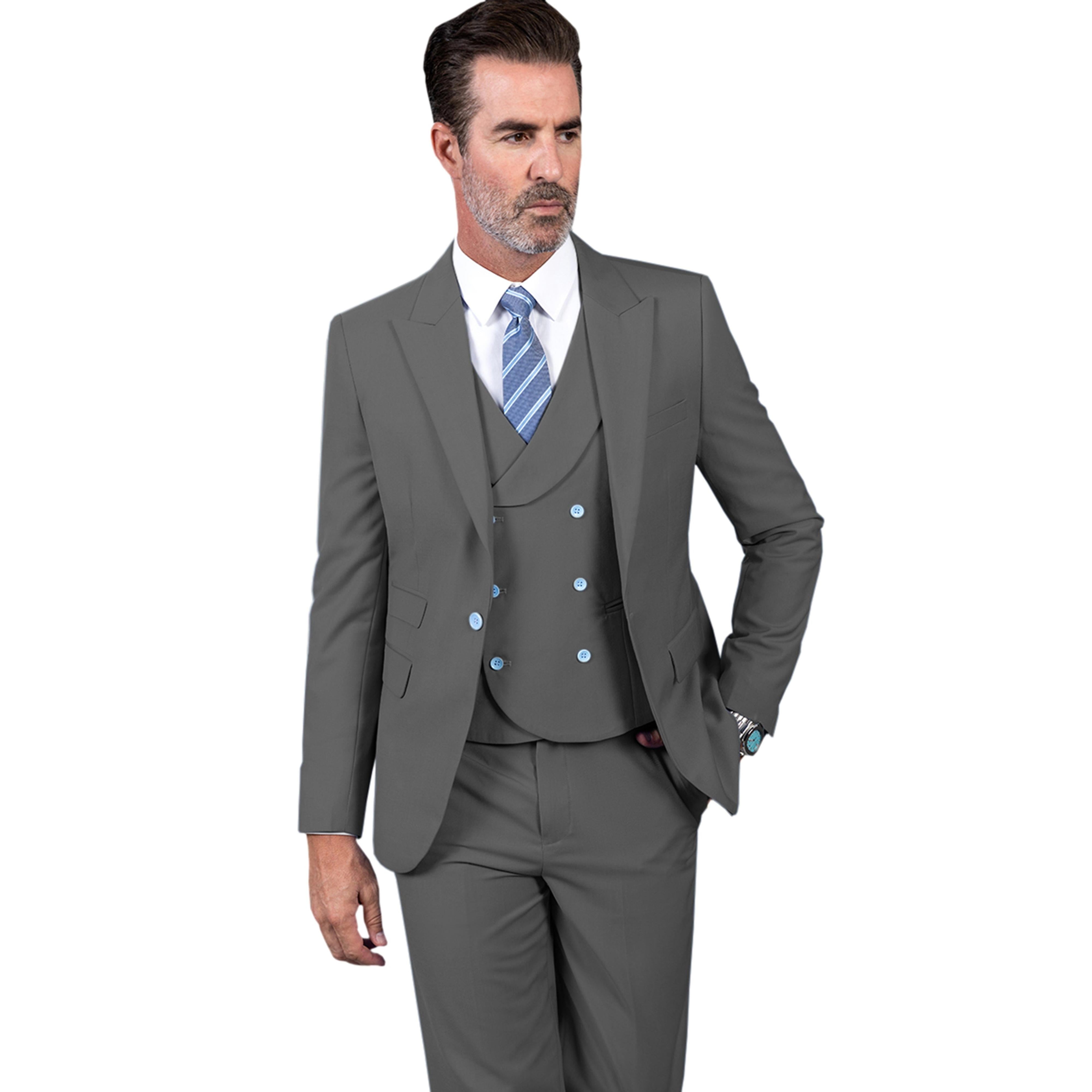 ceehuteey Men's 3 Pieces Slim Peak Lapel Regular Fit suit (Blazer+vest+Pants)