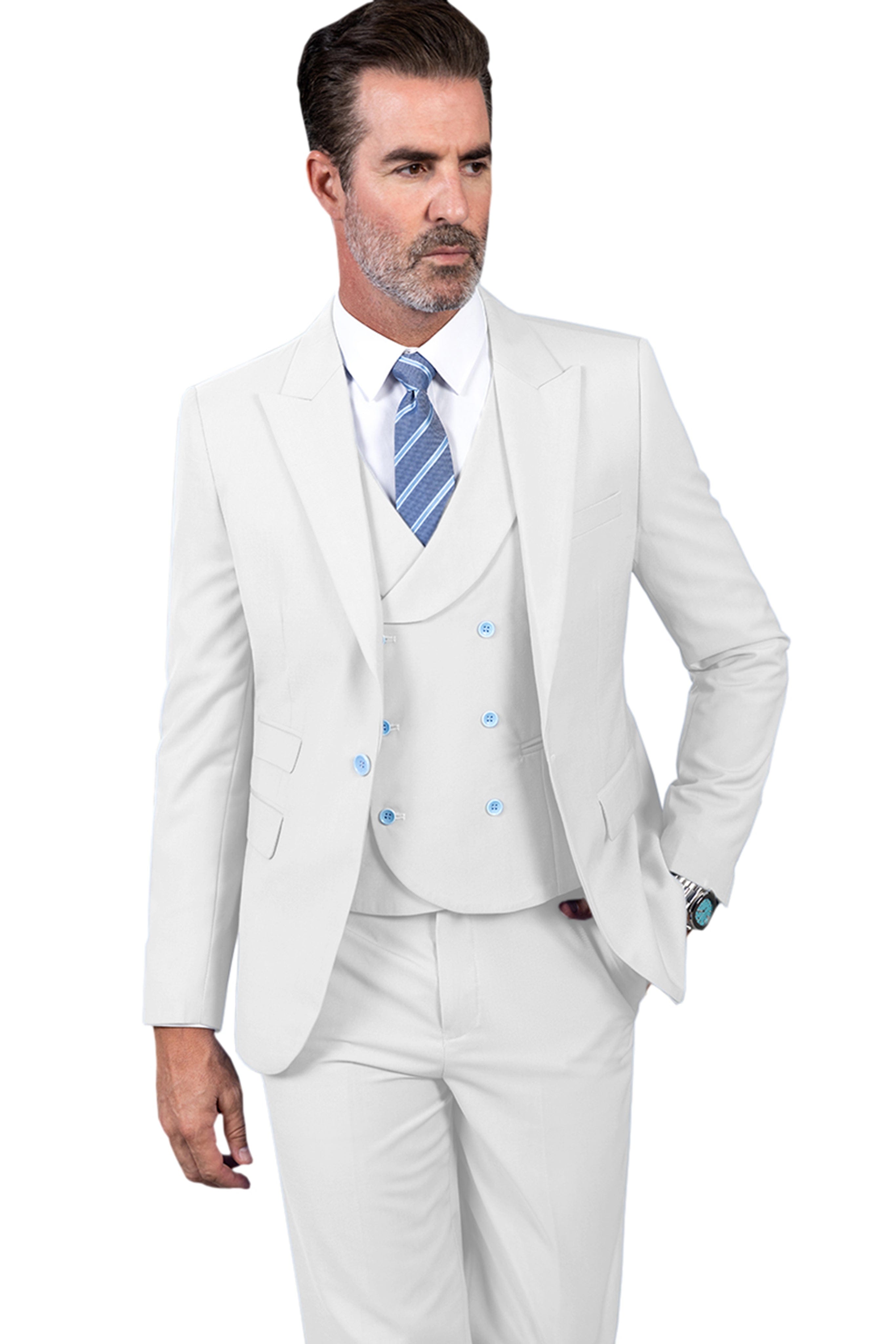 ceehuteey Men's 3 Pieces Slim Peak Lapel Regular Fit suit (Blazer+vest+Pants)