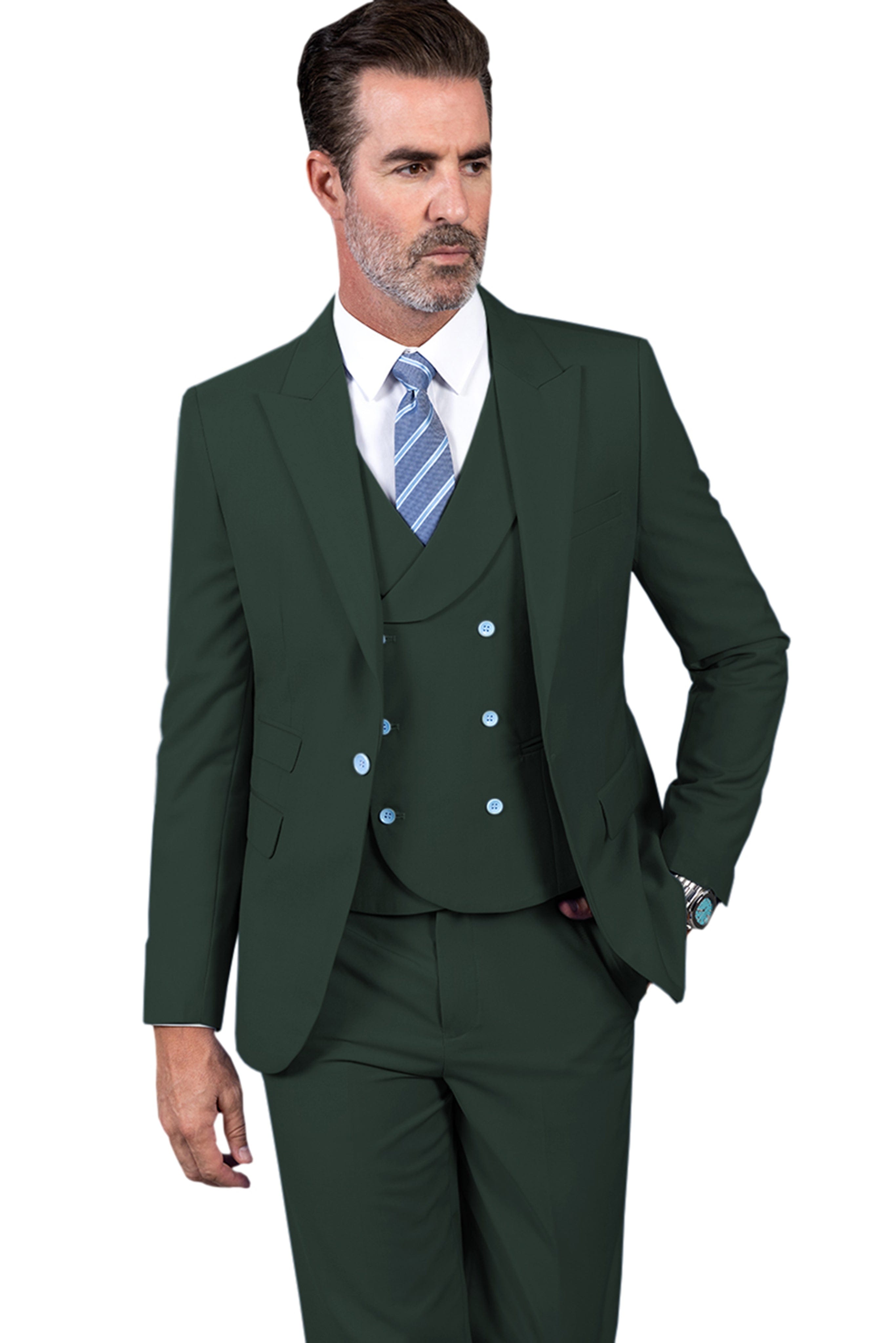 ceehuteey Men's 3 Pieces Slim Peak Lapel Regular Fit suit (Blazer+vest+Pants)
