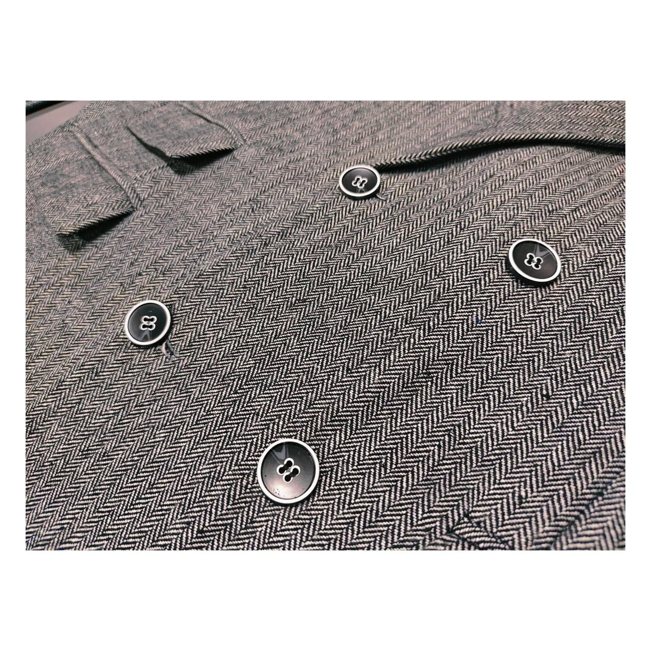 ceehuteey Men's 3 Pieces Suit Classic Herringbone Tweed Peak Lapel Gent Tuxedos (Blazer+vest+Pants)