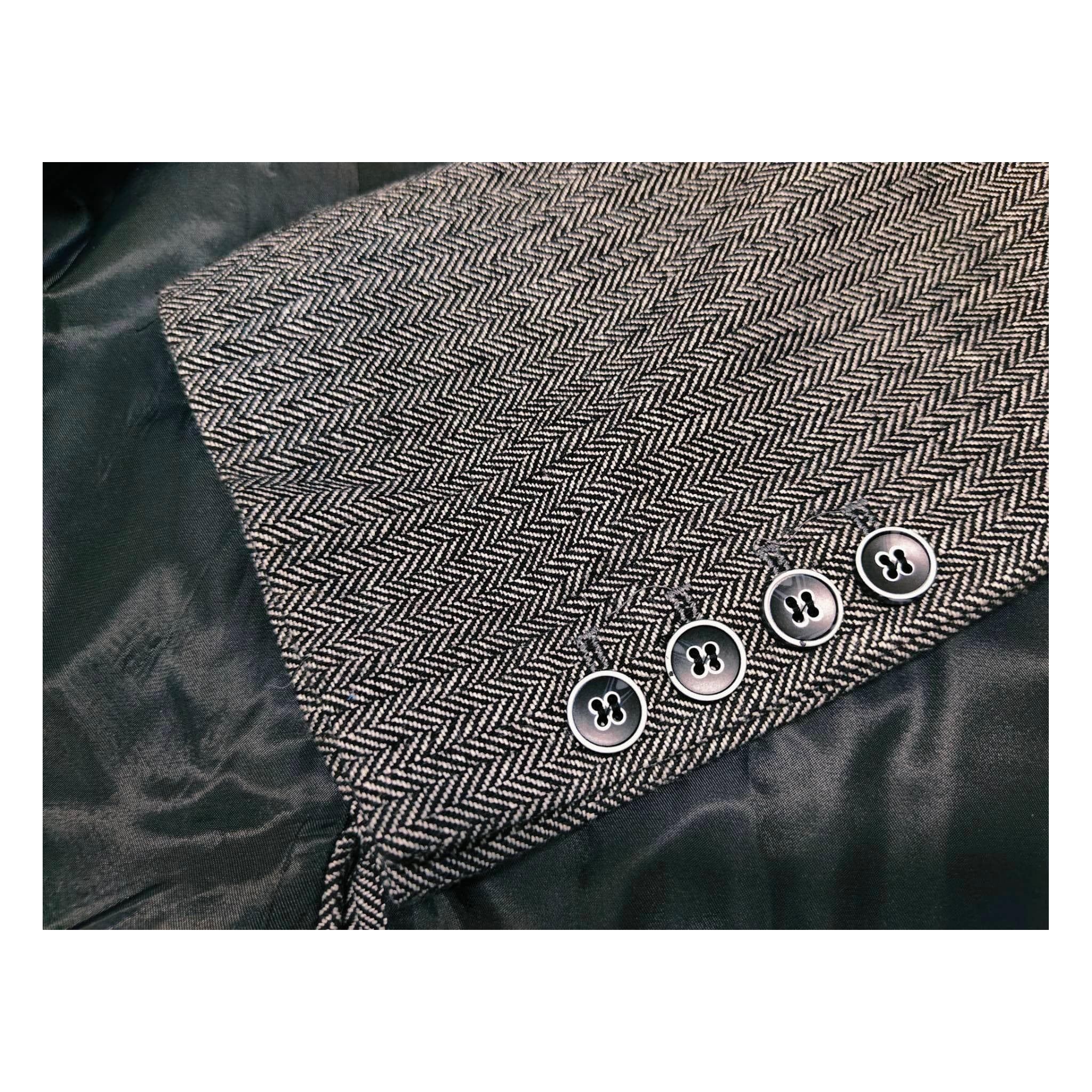 ceehuteey Men's 3 Pieces Suit Classic Herringbone Tweed Peak Lapel Gent Tuxedos (Blazer+vest+Pants)