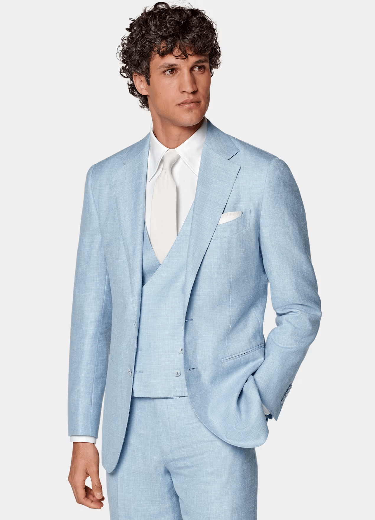 ceehuteey Men's 3 Pieces Summer Linen Cotton Double Breasted Leisure Notch Lapel Suit (Blazer+Vest+Pants)