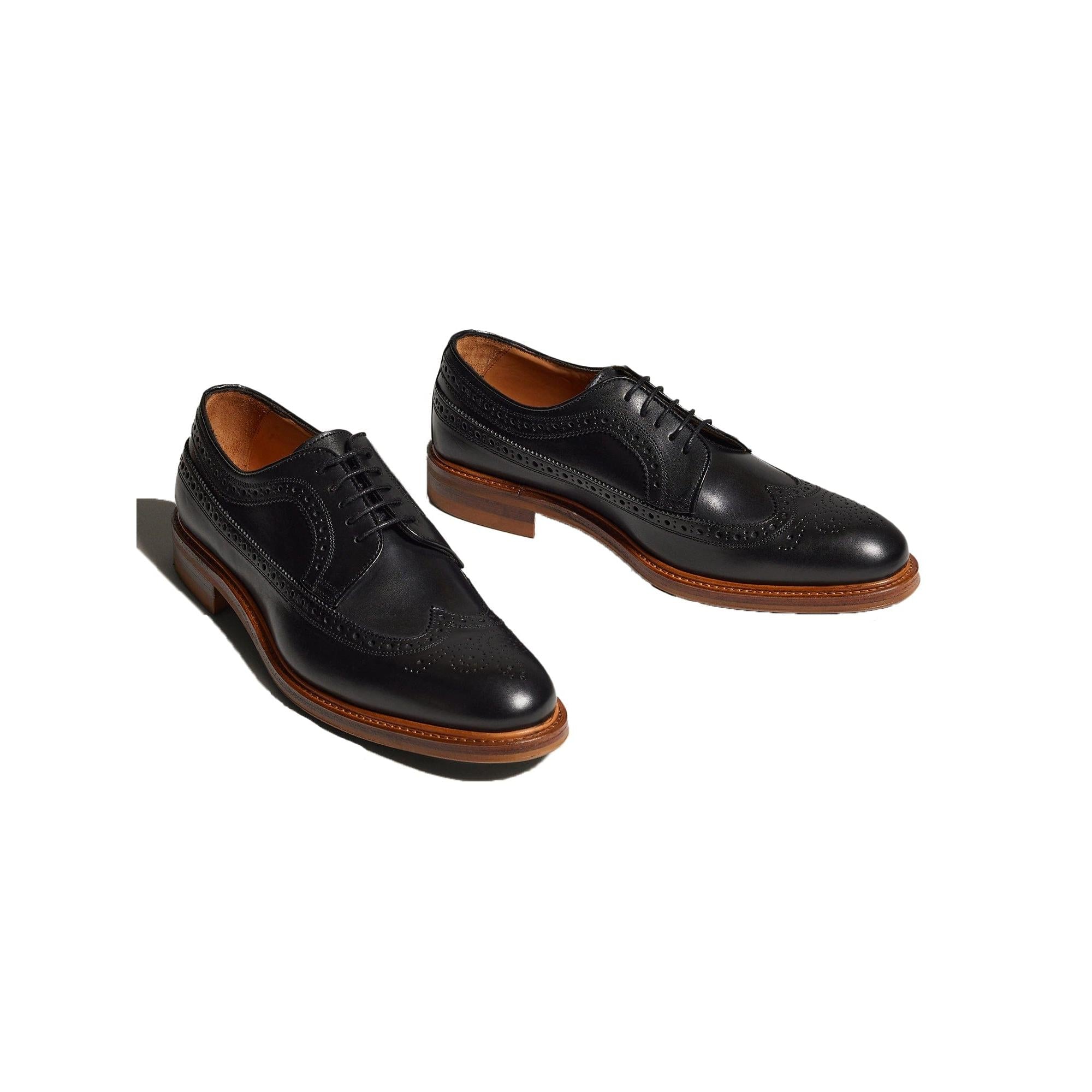 ceehuteey Men's carved leather toe-cap dress shoes