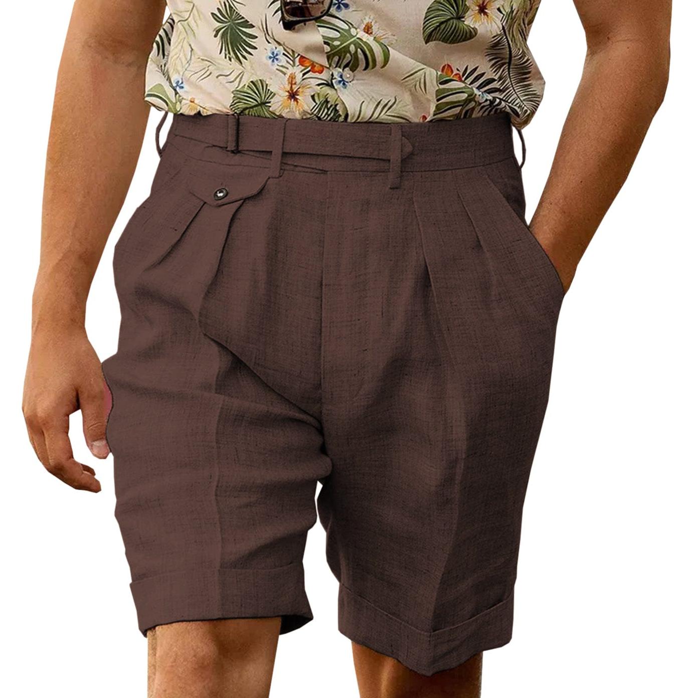 ceehuteey Men's Casual Linen Short Pants Fashion Gorg Trousers