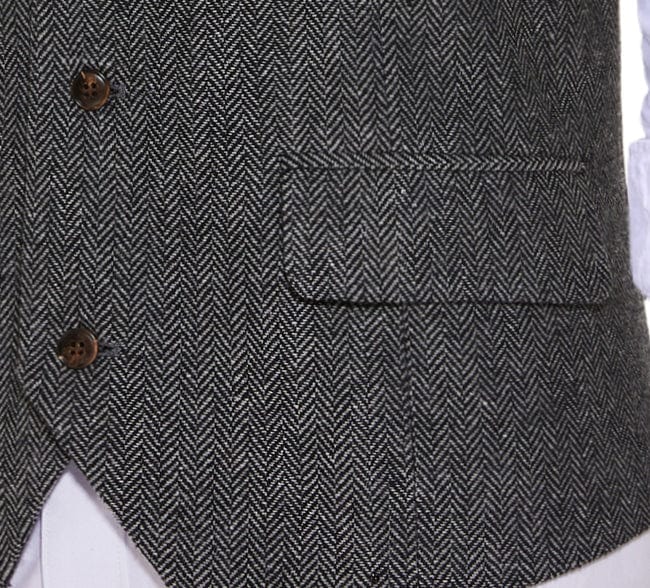 ceehuteey Men's Casual Suit Vest Herringbone V Neck Waistcoat