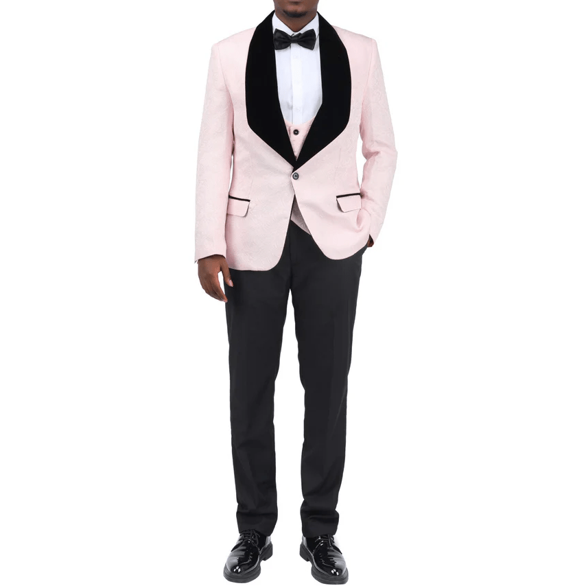ceehuteey Men's Classic DesignPatterned Slim Fit 3 Piece Shawl Lapel Tuxedos (Blazer+vest+Pants)
