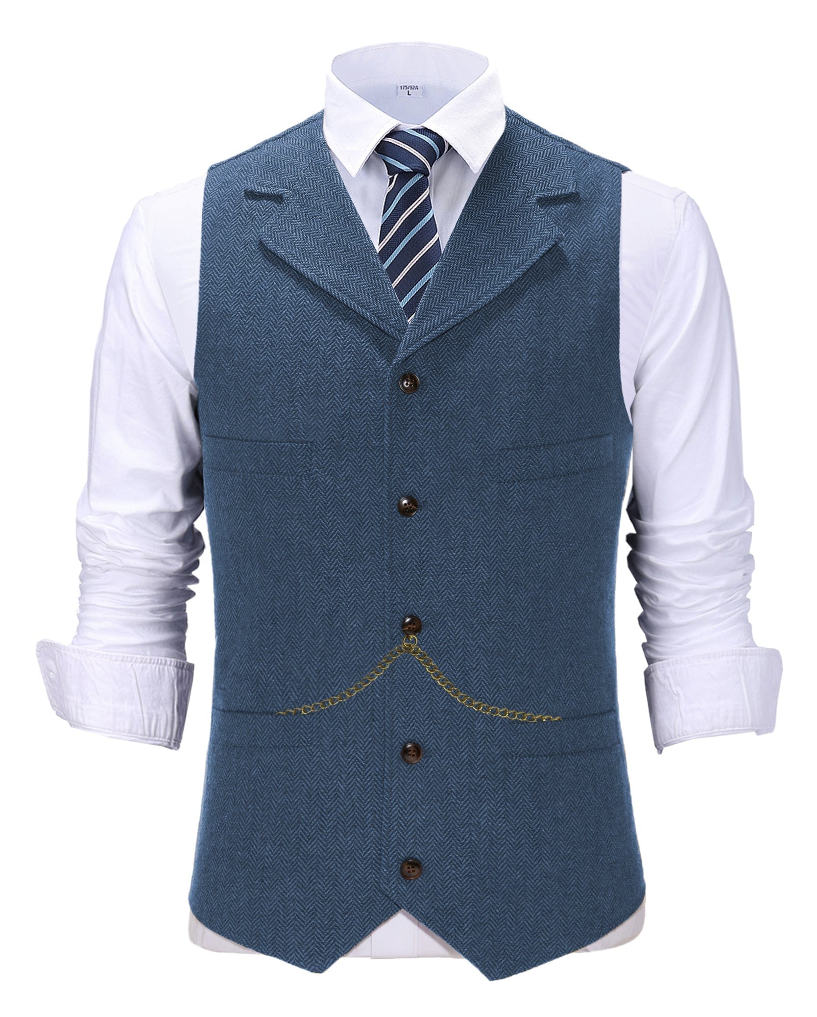 ceehuteey Men's Classic Slim Fit Tweed Herringbone Notch Lapel Suit Vest Waistcoat