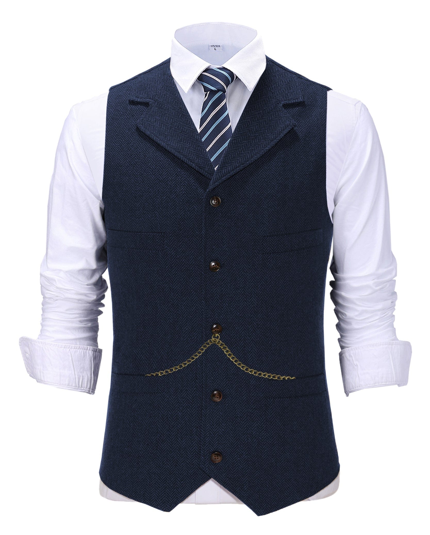 ceehuteey Men's Classic Slim Fit Vest Tweed Herringbone Casual Notch Lapel Waistcoat