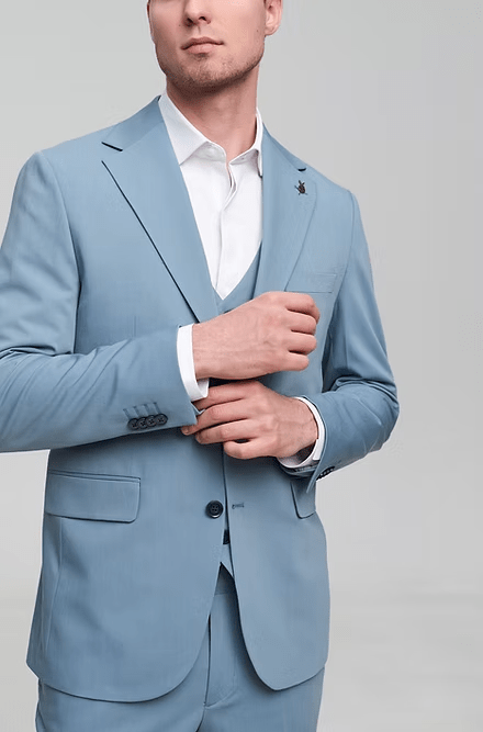 ceehuteey Men's classic three-piece suit in blue Signature Fashion Notch Lapel Business Multiple Occasions Suit (Blazer+vest+Pants)