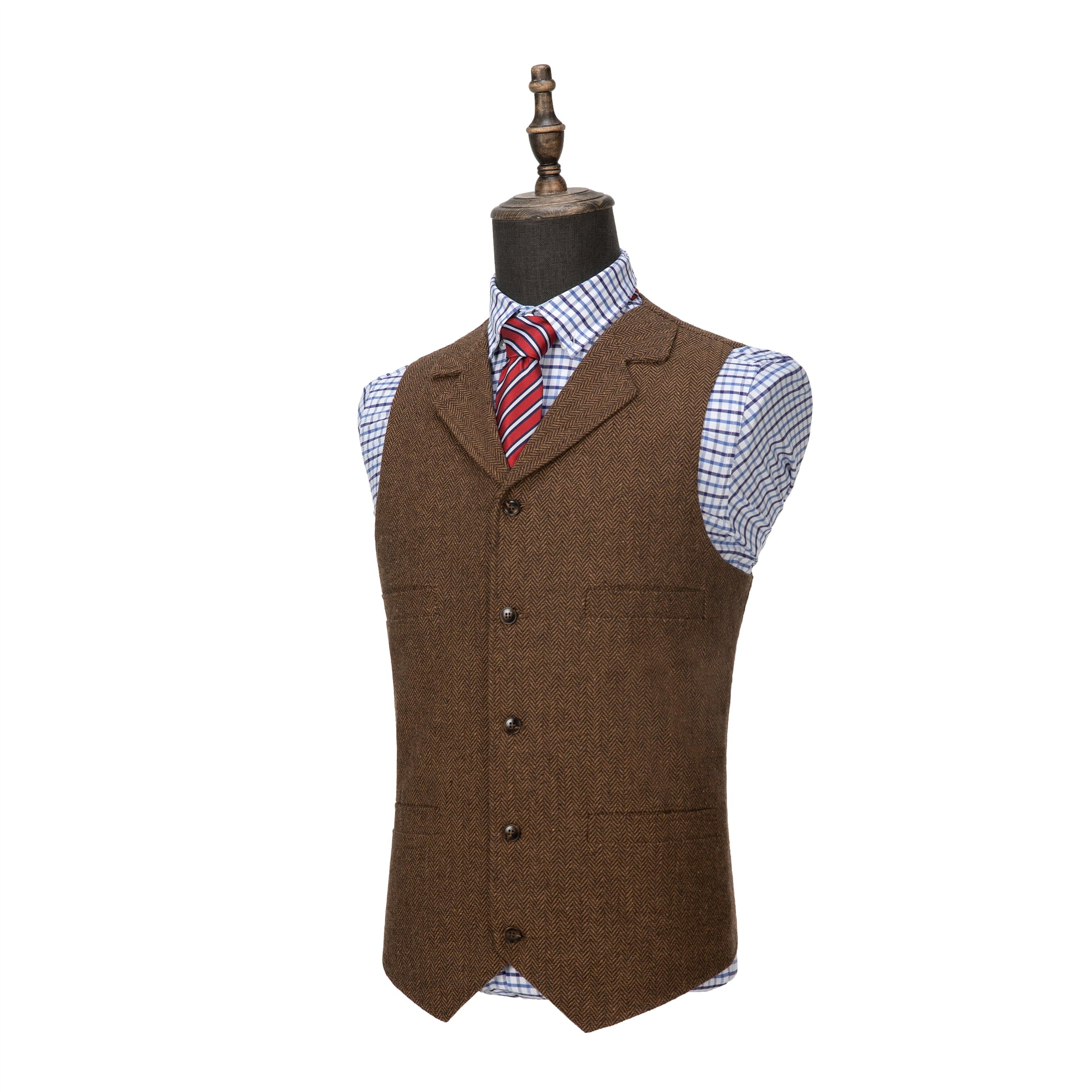 ceehuteey Men's Classic Tweed Herringbone  Vest Slim Fit Notch Lapel Waistcoat