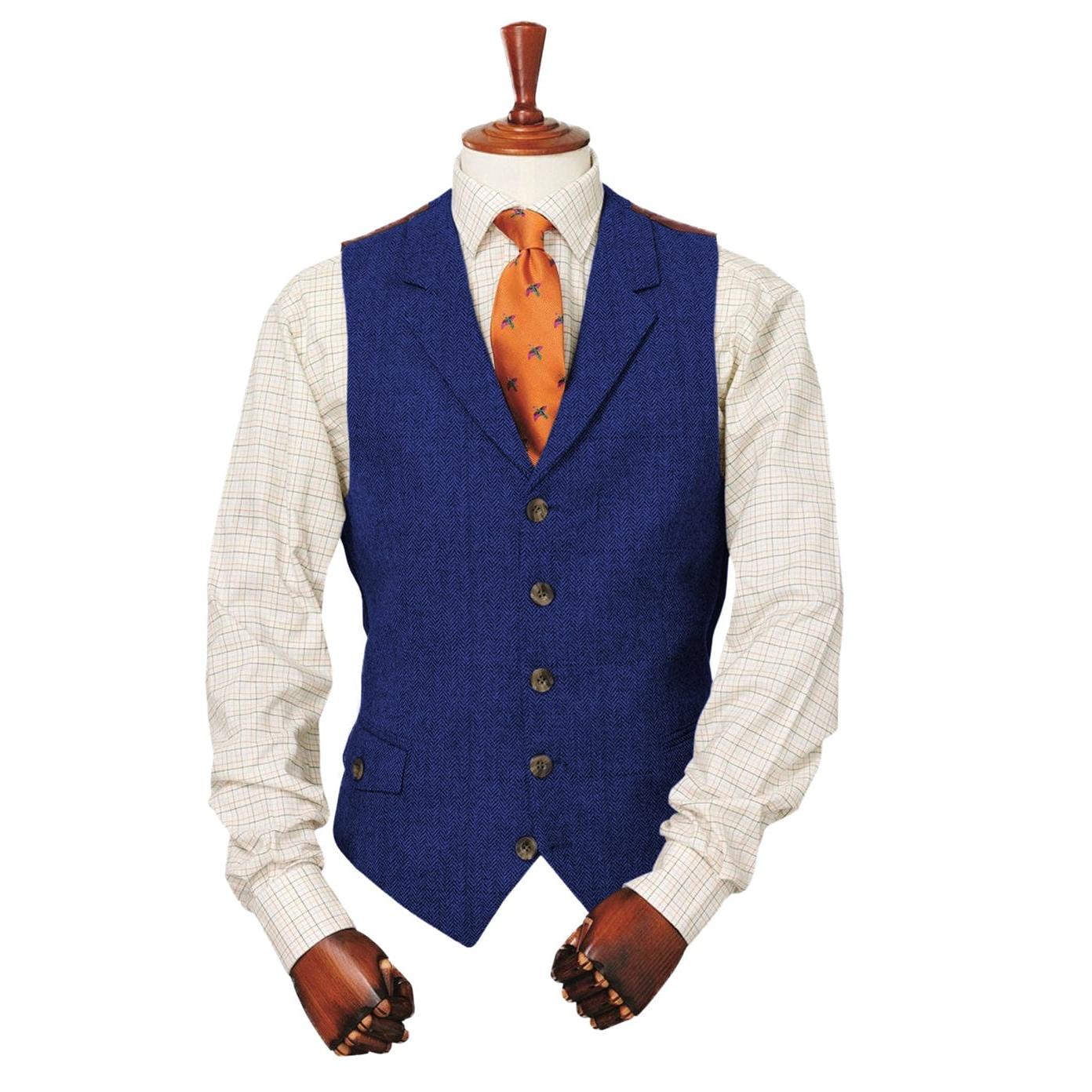 ceehuteey Men's Classic vintage Herringbone Notch Lapel Waistcoat