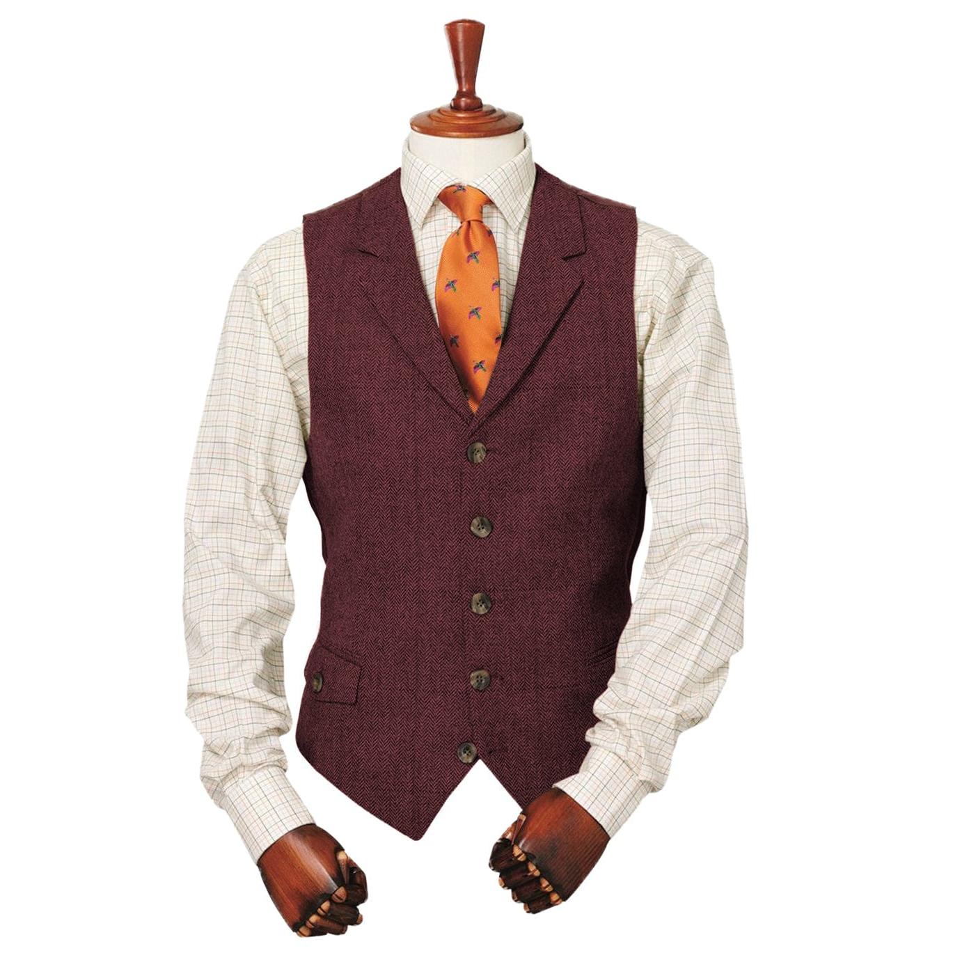 ceehuteey Men's Classic vintage Herringbone Notch Lapel Waistcoat