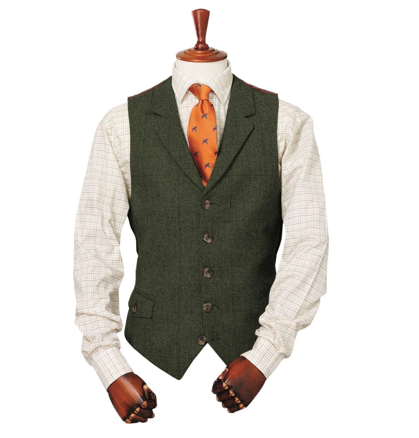 ceehuteey Men's Classic vintage Herringbone Notch Lapel Waistcoat