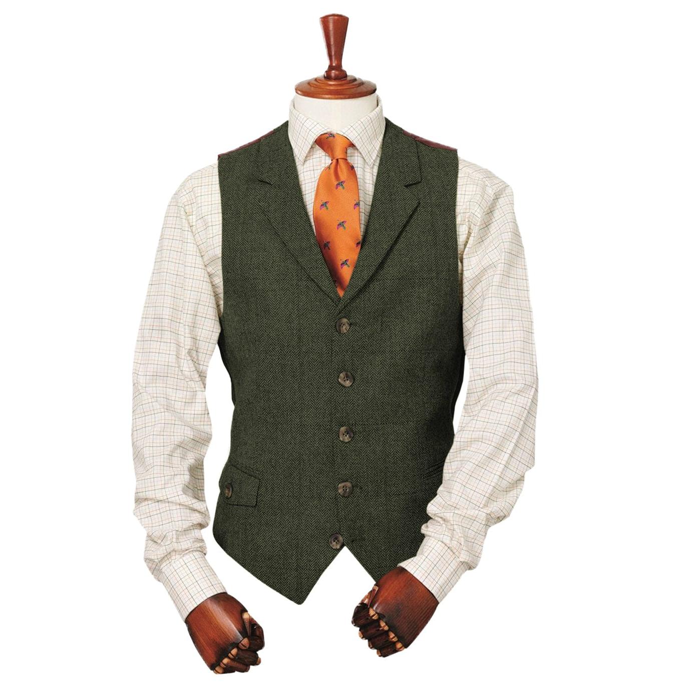 ceehuteey Men's Classic vintage Herringbone Notch Lapel Waistcoat