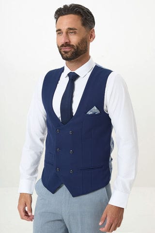 ceehuteey Men's Fashion 3 piece Plaid Blue Contrast color Peak Lapel Double Breasted Multiple Occasions suit (Blazer+vest+Pants)