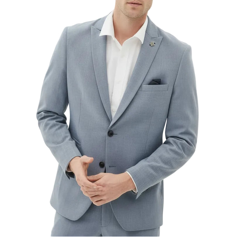 ceehuteey Men's Fashion 3 piece Plaid Blue Contrast color Peak Lapel Double Breasted Multiple Occasions suit (Blazer+vest+Pants)