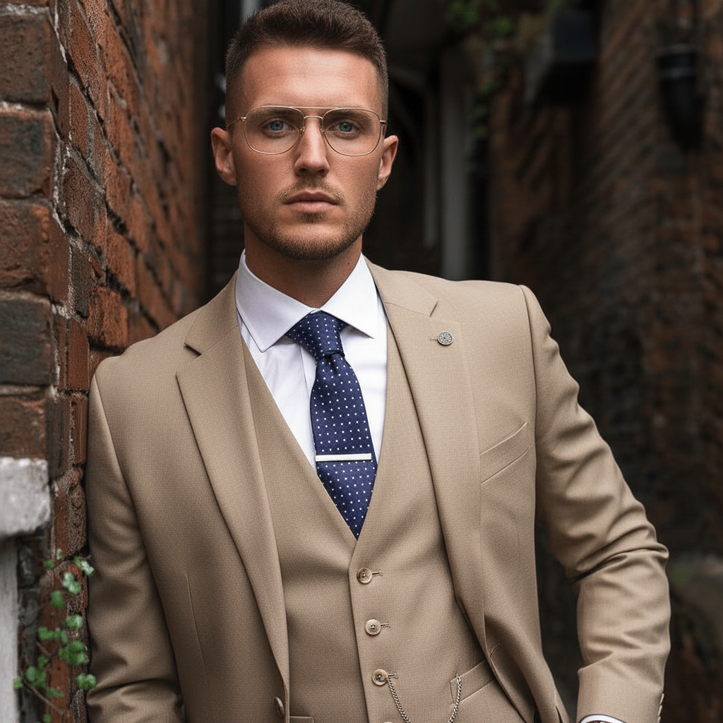 ceehuteey Men's Fashion 3 piece Plaid Blue Package Suit (Blazer+vest+Pants)