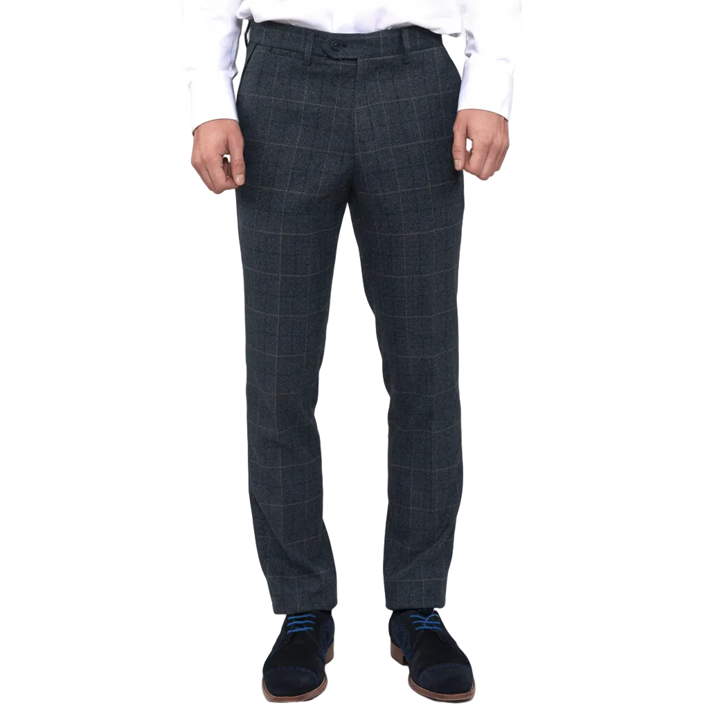 ceehuteey Men's Fashion 3 piece Plaid Blue Package Suit (Blazer+vest+Pants)