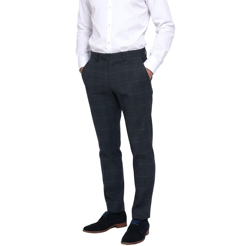 ceehuteey Men's Fashion 3 piece Plaid Blue Package Suit (Blazer+vest+Pants)