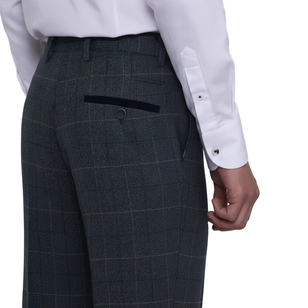 ceehuteey Men's Fashion 3 piece Plaid Blue Package Suit (Blazer+vest+Pants)