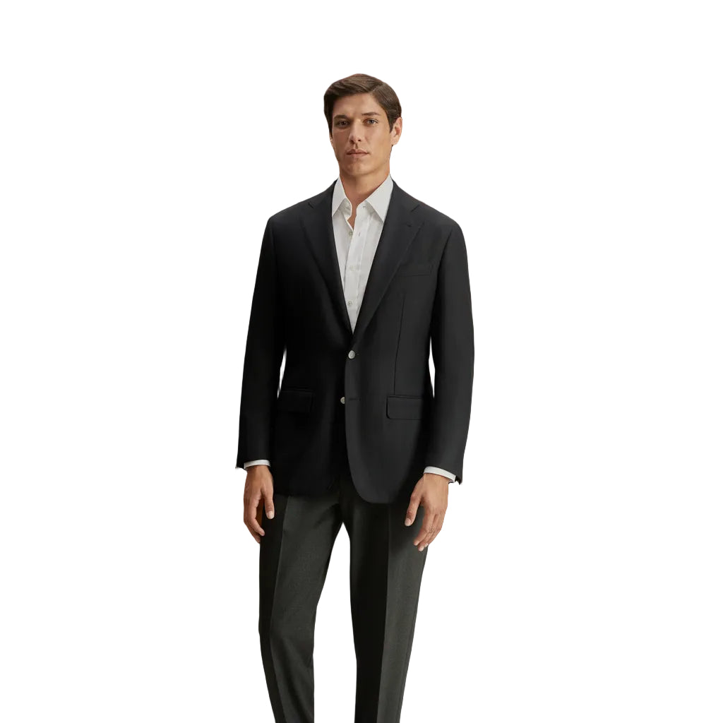 ceehuteey Men's Fashion Bussiness two-piece Suit in Black Peak Lapel Multiple Occasions Tuxedos  (Blazer+Pants)