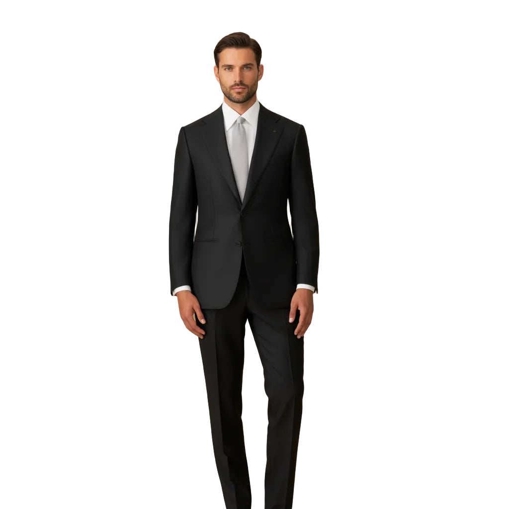 ceehuteey Men's Fashion Bussiness two-piece Suit in Black Peak Lapel Multiple Occasions Tuxedos  (Blazer+Pants)