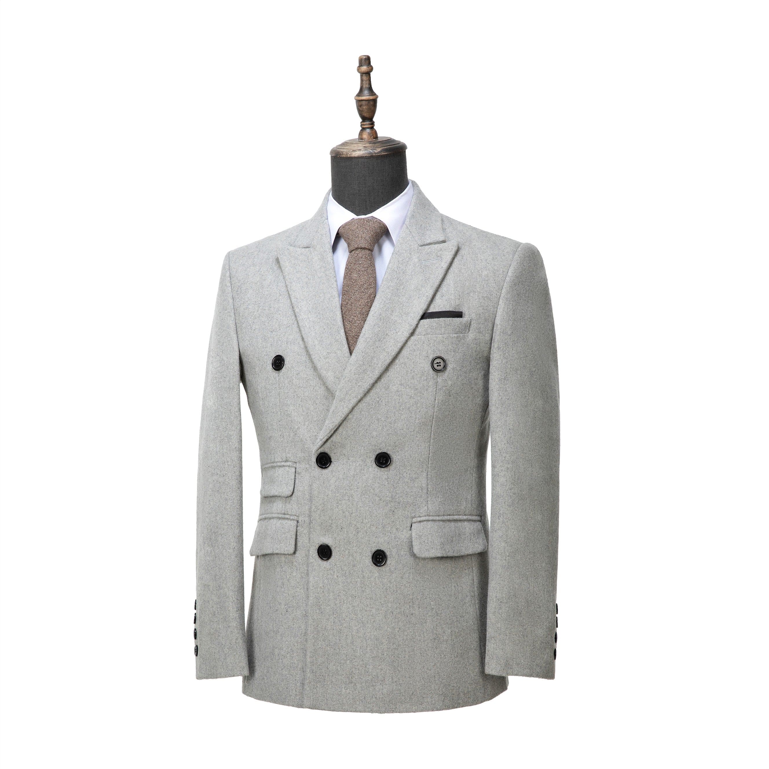 ceehuteey Men's Fashion Formal Business Double Breasted Peak lapel Mens Blazer