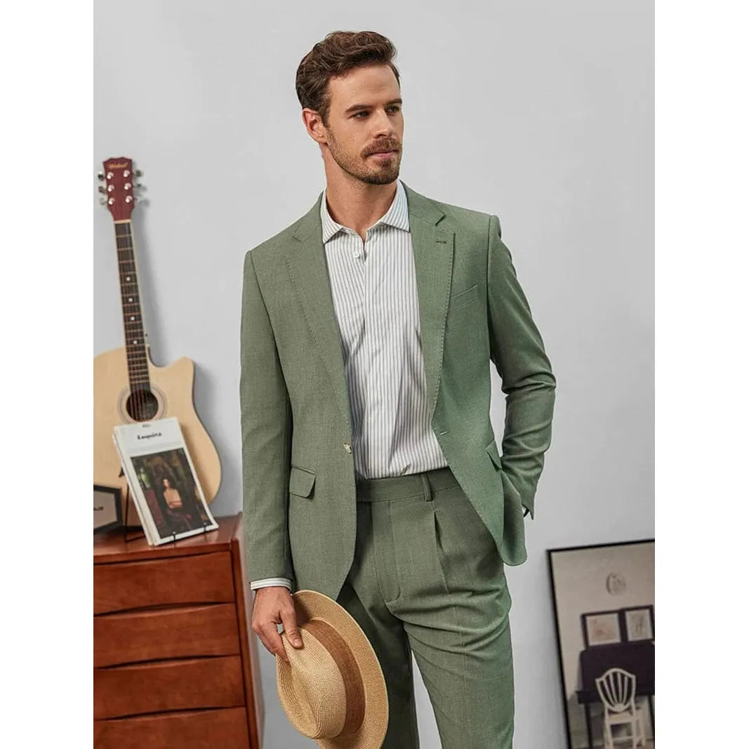 ceehuteey Men's Fashion Notch Lapel Regular Fit Blazer suit (Blazer+Pants)