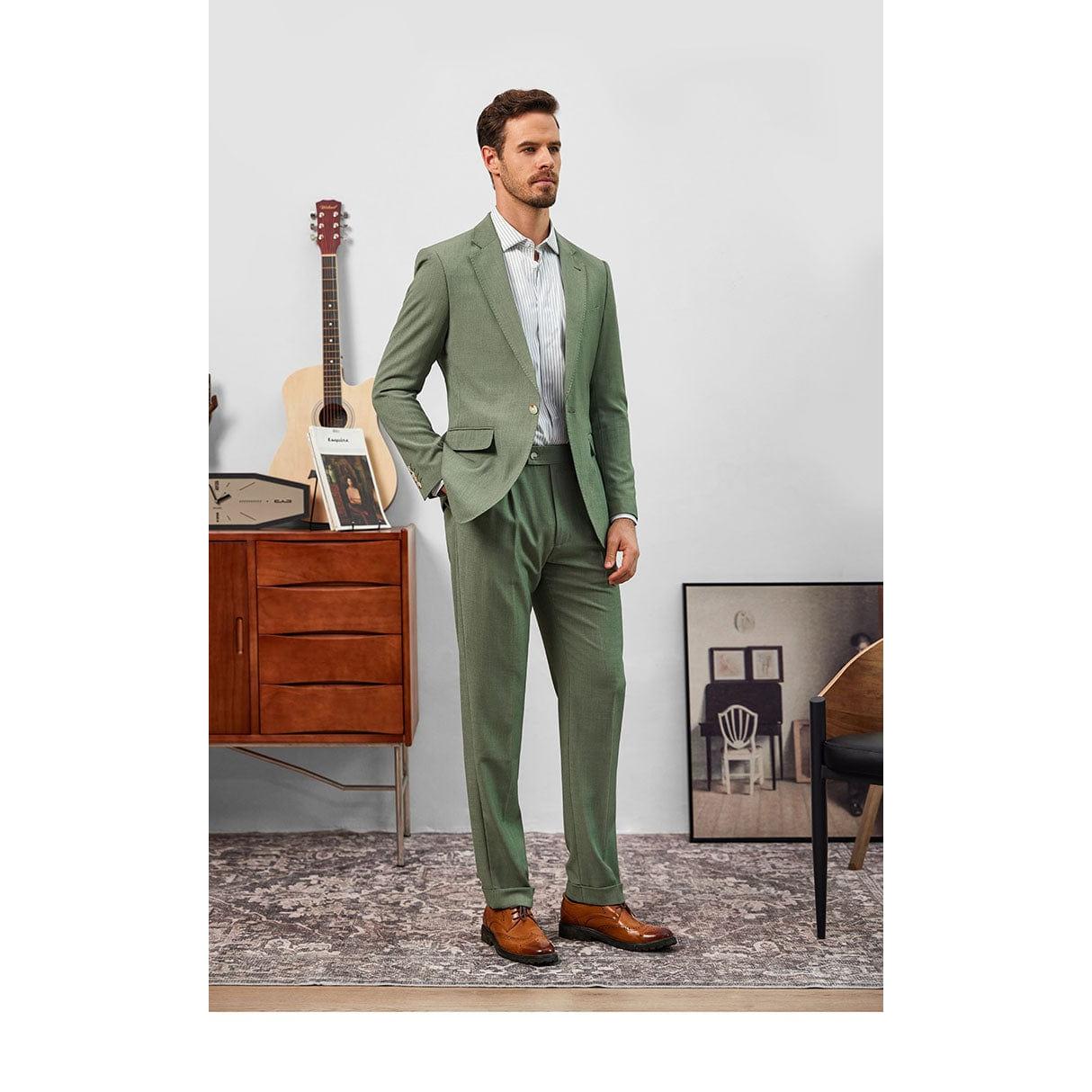 ceehuteey Men's Fashion Notch Lapel Regular Fit Blazer suit (Blazer+Pants)