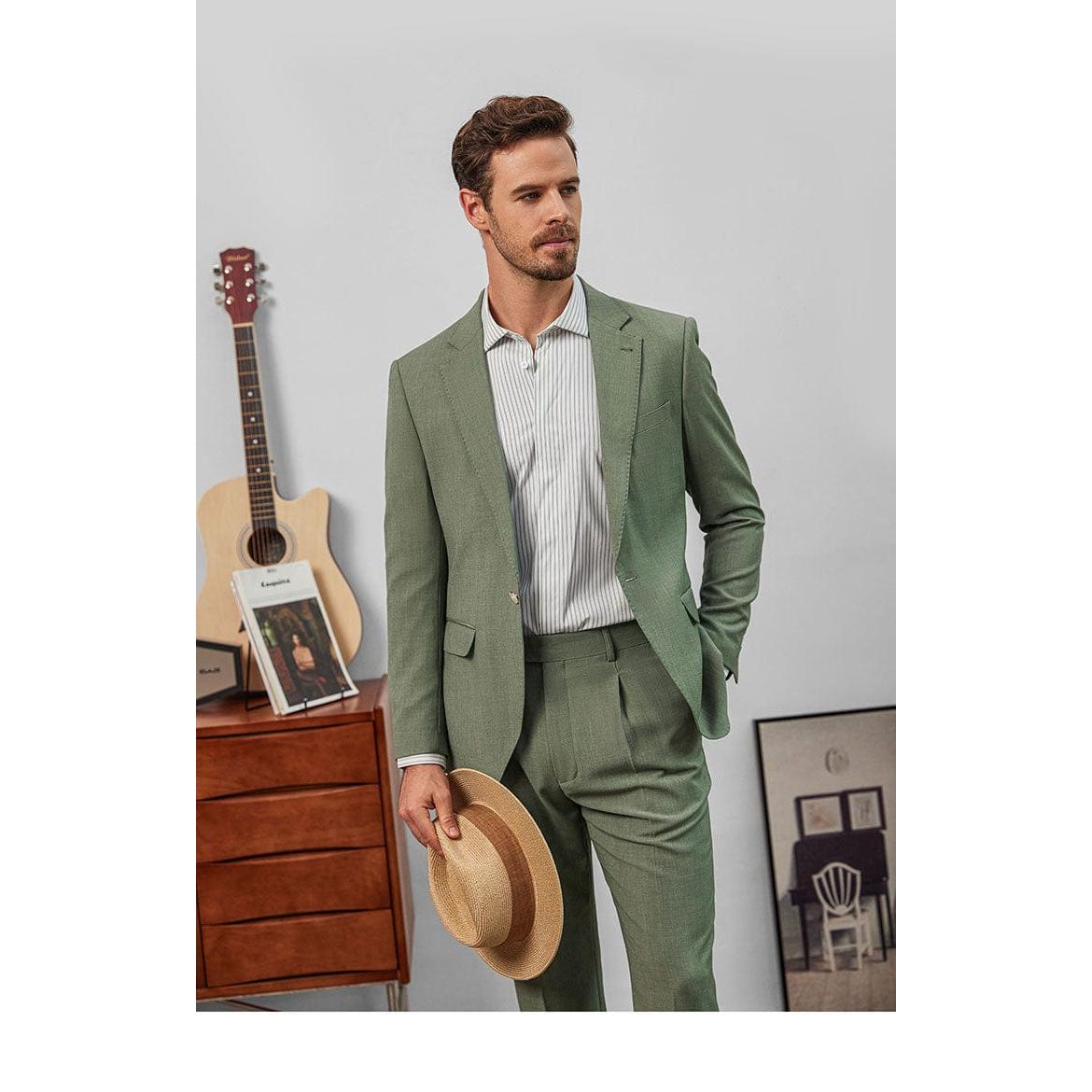 ceehuteey Men's Fashion Notch Lapel Regular Fit Blazer suit (Blazer+Pants)