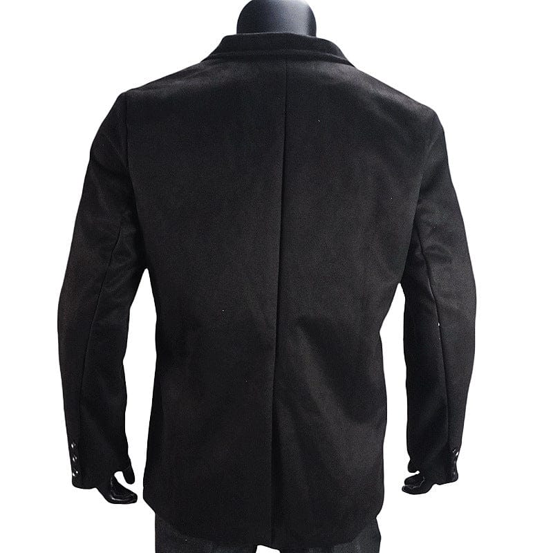 ceehuteey Men's Fashion Notch Lapel Suede Denim  Multiple occasions Jacket Blazer