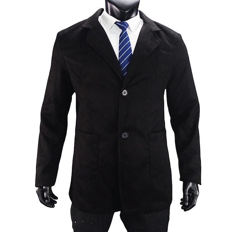 ceehuteey Men's Fashion Notch Lapel Suede Denim  Multiple occasions Jacket Blazer