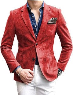 ceehuteey Men's Fashion Notch Lapel Suede Denim  Multiple occasions Jacket Blazer