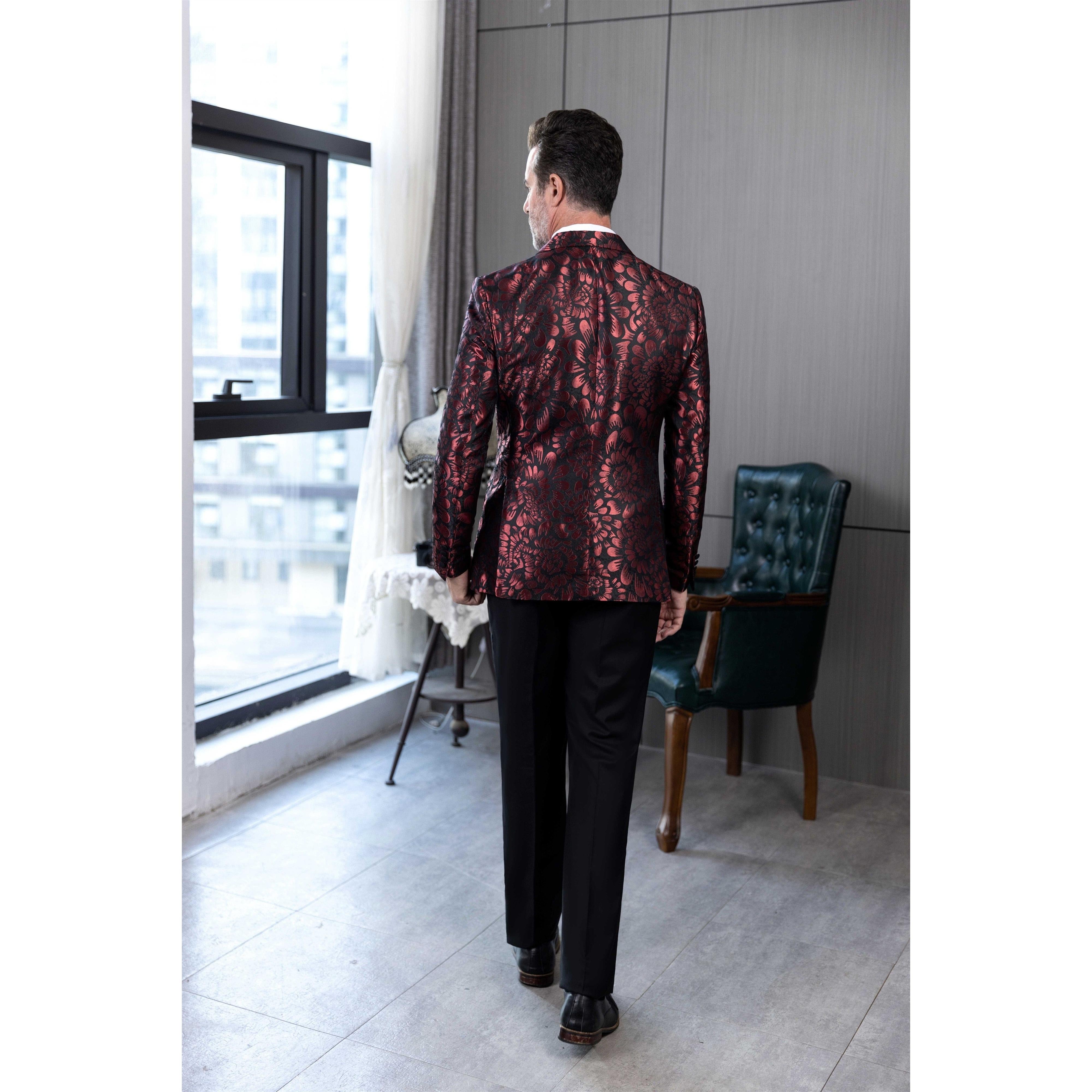 ceehuteey Men's Fashion Patterned Peak lapel Casual Suit Blazer