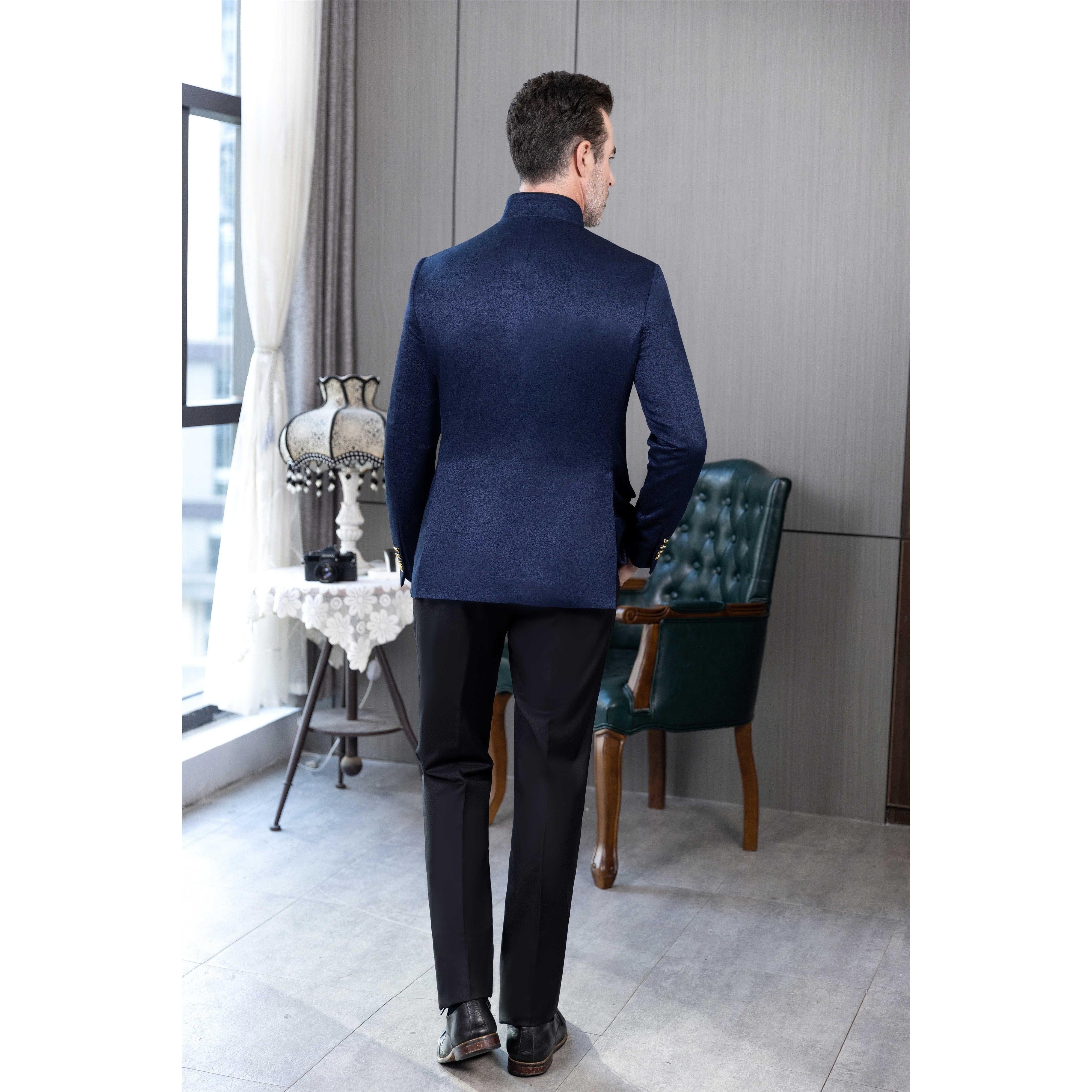ceehuteey Men's Fashion Stand Collar  Oblique buckle Suit Blazer